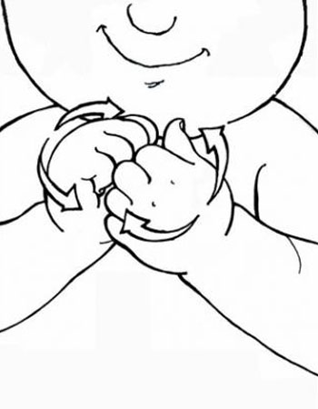 A person signing to change diaper