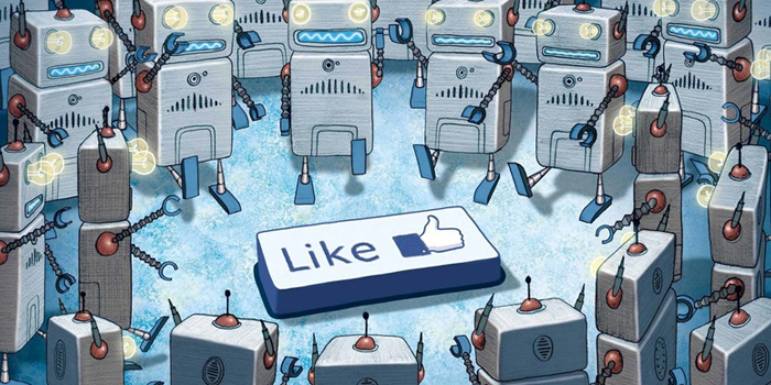 A picture of bots around a like button